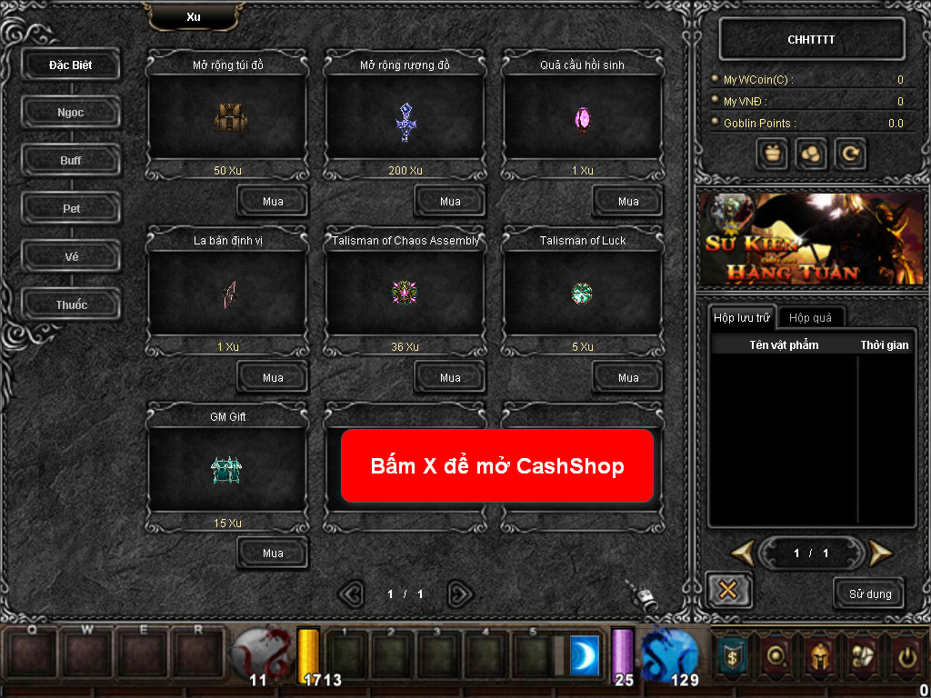 Chức năng chính của Game MU Thiên Tân Chức năng chính của Game MU Thiên Tân